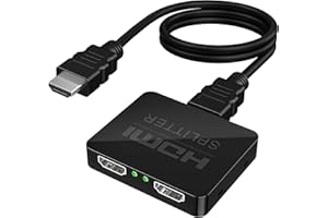HDMI Splitter 1 in 2 Out 4K@60Hz with HDMI Cable, JUEJUEZI HDMI Splitter for Dual Monitors/Displays TV, with Audio Video, for Laptop, TV Box, Support HDMI2.0b, HDCP2.2