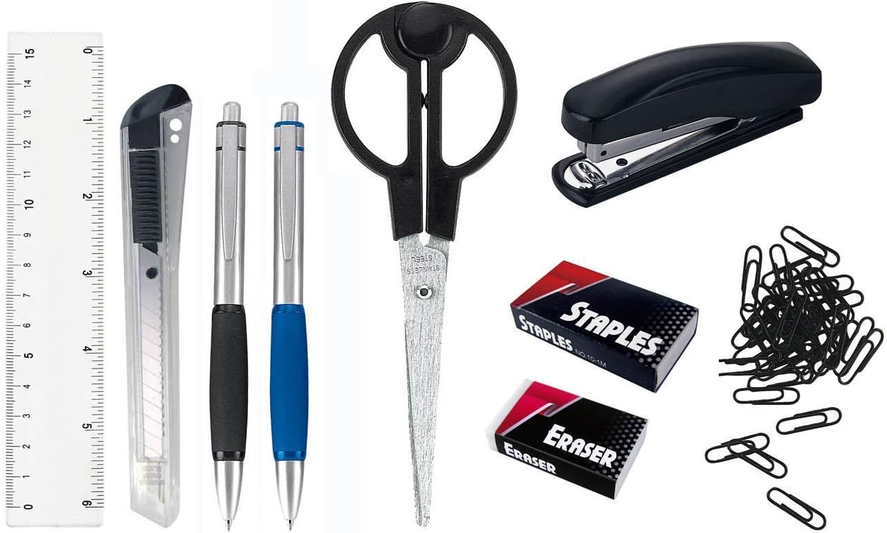PAVO Premium Rotating Desk Organiser Kit with Stationery Set - White/Black - Image 5