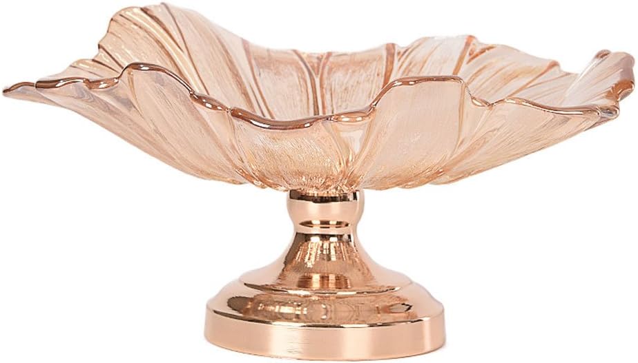 LRW Crystal Glass Fruit Plate are Modern Household Living Room Table Double Fruit Candy Dish Creative Home Furnishing (Color : Dazzle gold)