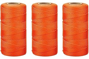 Mabellumia 3 Rolls Mason Line String Line #18 Braided Nylon String,Nylon Twine Construction String Building Line for Gardening or Masonry Tools,Landscaping, Fencing,DIY Project (500FT,Orange)