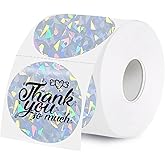 WANGHENG 2 Inch Holographic Thermal Labels,Sliver Round Thermal Printer Labels,Printable Round Thermal Printer Labels Self-Adhesive Direct Thermal Label(300 Labels/Roll Glass)