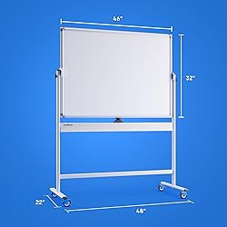 Rolling Dry Erase Board 46 x 32 - Large Portable