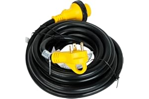 25FT 30 AMP RV Power Cord with Handles 10 Gauge Heavy Duty Weatherproof Electrical Camper Trailer Marine Boat Shore Cable wit