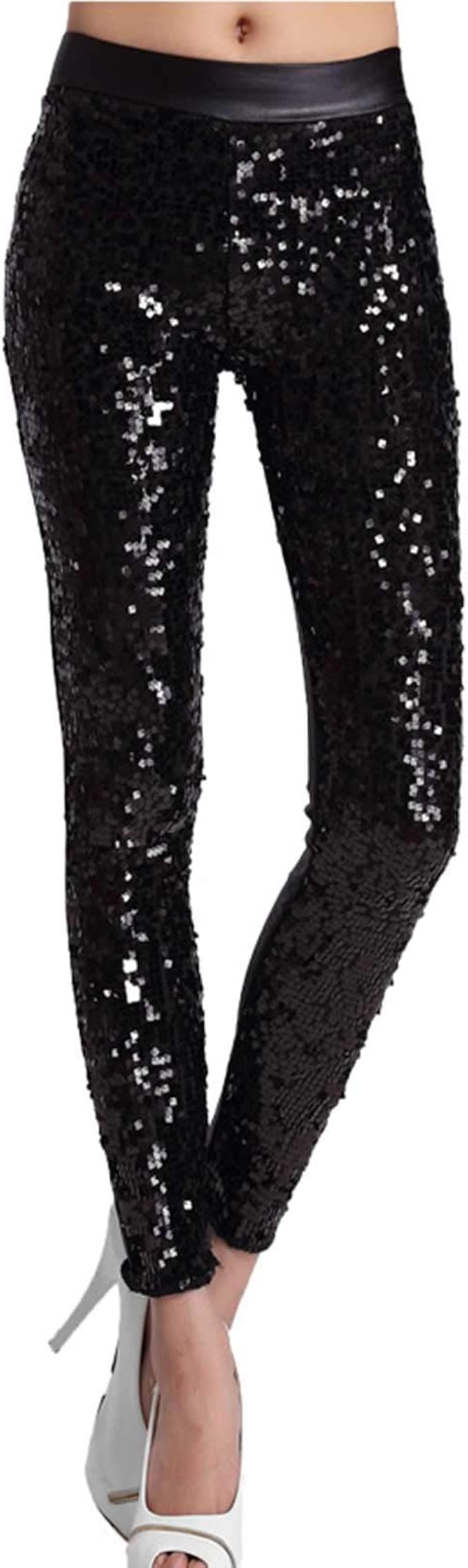 agoky-damen-leggings-pailletten-glitzerhose-kunstleder-strumpfhosen