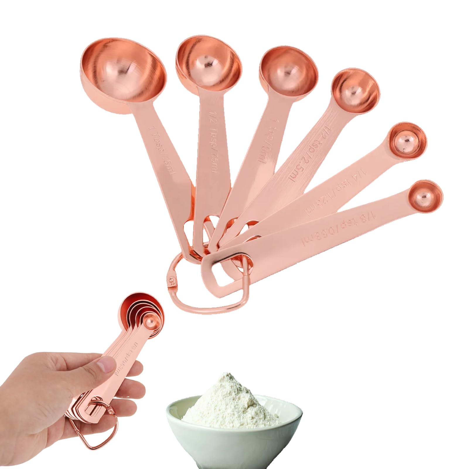 Stainless Steel Measuring Spoons,6Pcs Measuring Spoon Set of 5 Stainless Steel Metal Measure Cup Spoons for Baking Cooking,Tablespoon with Scale Baking Measuring Tools for Dry,Liquid Ingredient