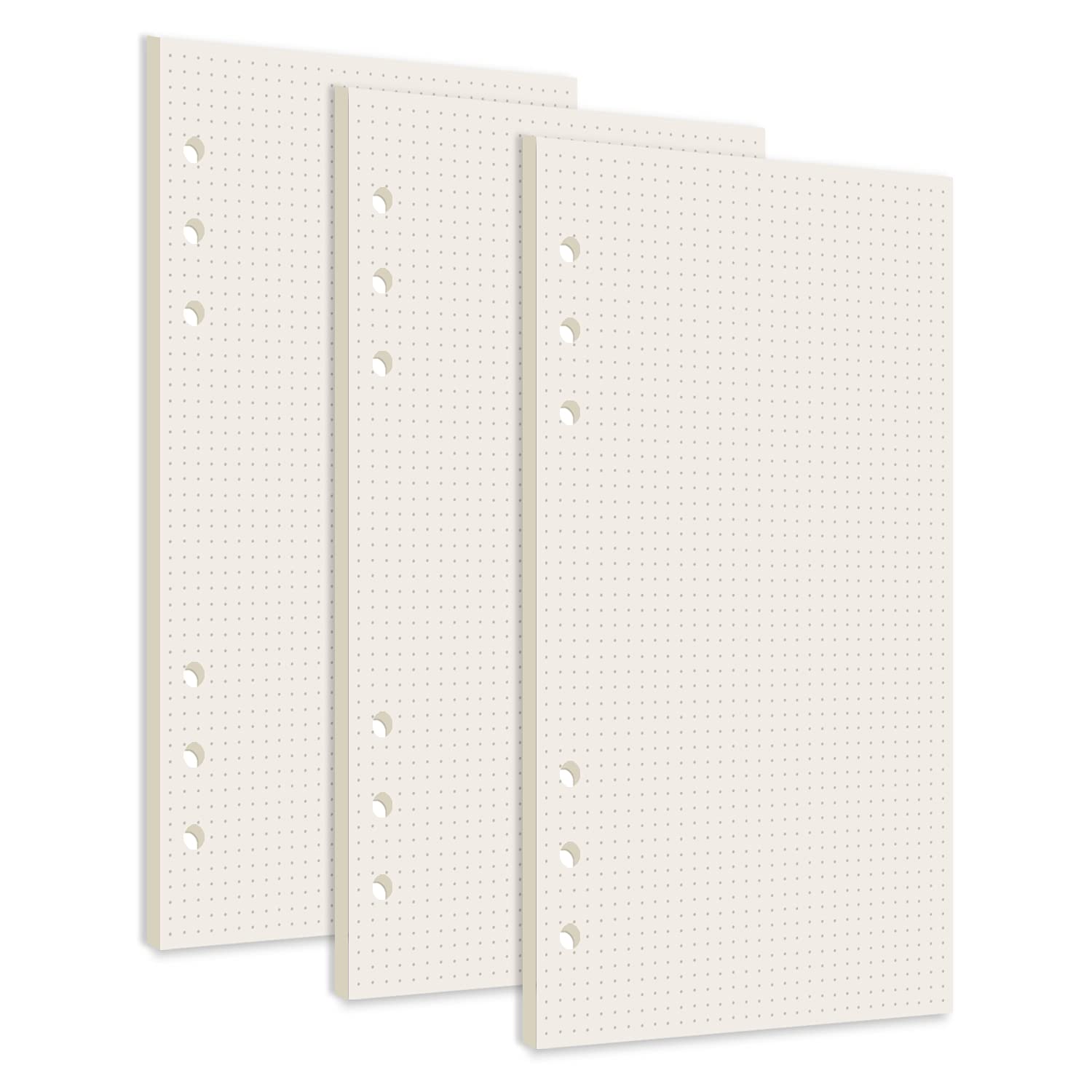 Smarpau A6 Dotted Refills Paper, 3 Packs 135 Sheets Planner Refill Paper 6 Holes Ring Binder Notepaper, Refillable Notebook Planner for Filofax Loose Leaf Paper Bullet Diary and School Office Travel