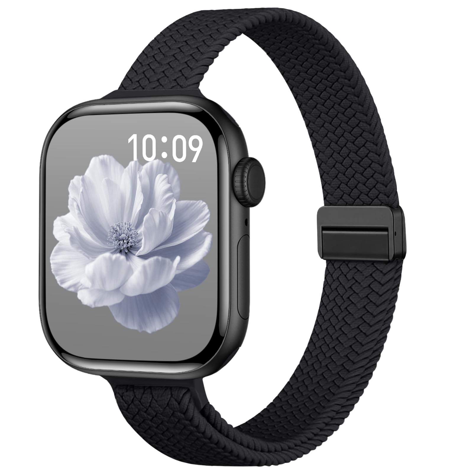 Slim Stretchy Band Compatible with Apple Watch Bands 40mm 41mm 42mm 38mm 44mm 45mm 46mm Women Men, Thin Elastic Nylon Sport Braided Solo Loop Magnetic Strap for iWatch Series 11 10 9 8 7 6 5 4 3 SE 2