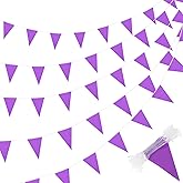 Preboun 400 ft Solid Pennant Banner Flags 240 Pcs String Hanging DIY Triangle Bunting Bulk Garland for Grand Opening Carnival Birthday Party Decoration Outdoor(Purple)