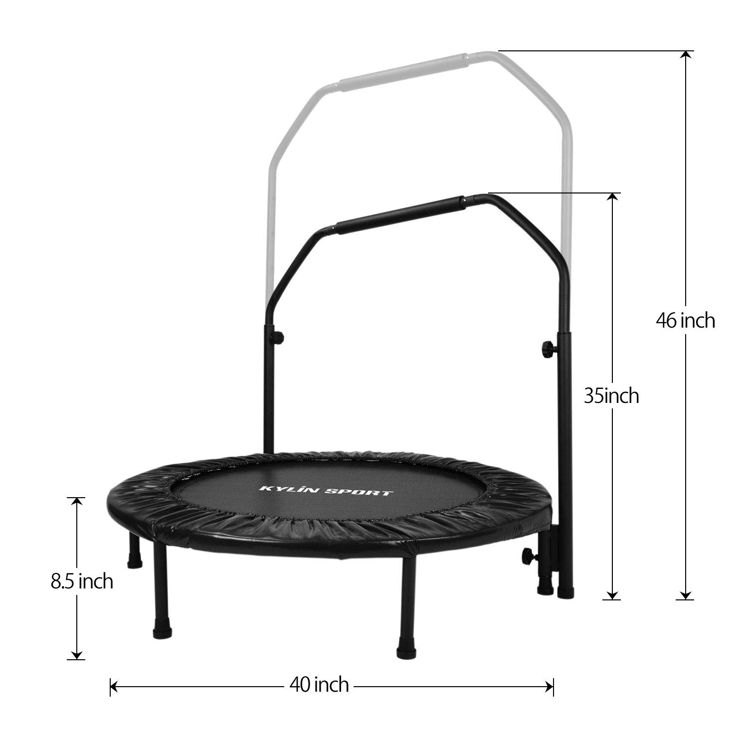 Trampolino Fitness FASports Con Barra - Per Interni, Diametro 126cm, Max 110kg - Foto 10