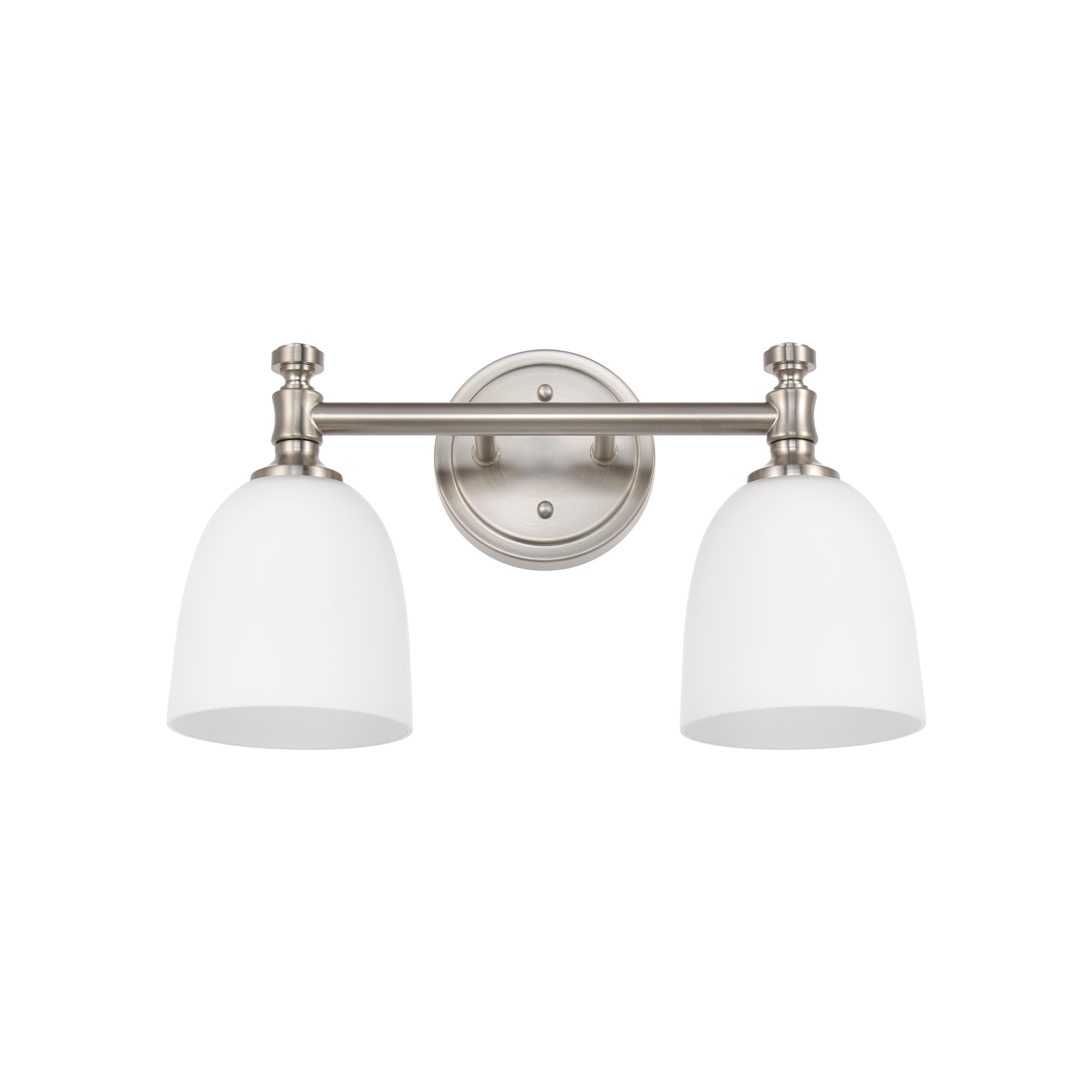 Photo 1 of Bathroom Light Fixtures, Brushed Nickel 2-Light Bathroom Vanity Light Fixtures Over Mirror, Vintage Vanity Lights for Bathroom Living Room, Milk White Glass Shades , Standard E26 Base, Brushed Nickel