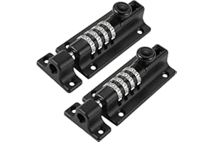 DLUNO Combination Locking Bolt 2 Pack,Thickened Solid Zinc Alloy Combination Barrel Bolt,Safety Slide Latch Lock with Password Setting,for Shed,Garages,Fences,Iron Gate.(Black)