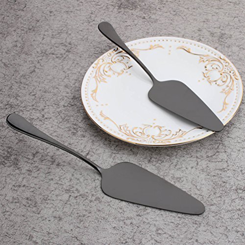 Black 2 Piece Pie Server 9-inch Stainless Steel Table Flatware Set Cake Server Silverware Dishwasher Safe for Buffet, Banquet, Party