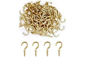 IDEALSV Small Brass Ceiling Hooks 1/2'' Screw-in Light Hooks Gold Hanging Cup Hook (60Pack)