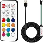 RGBZONE 5V USB LED Controller, 21-Key RF Wireless Remote Control for Strips | 1M/3.3FT 3-PIN LED Controller, 300+ Kinds of Color Modes, Fit for 5V WS2812 WS2811 WS2812B Dream Color LED Strip Lights