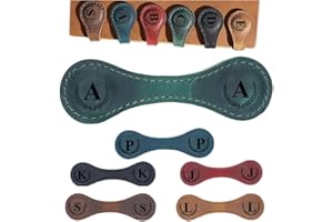 BYLIDRIM Personalized Magnetic Leather Bookmark, 26 Letters Bookmark Customized Initial Bookmarks Multi Functional Bookmark Cute Bookmark Meaningful Gift for Wonmen Teachers, Book Lovers (A, Green)