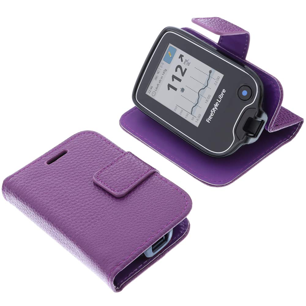 foto-kontor Bag compatible with Abbott Freestyle Libre 1 Book Style purple case protection cover book