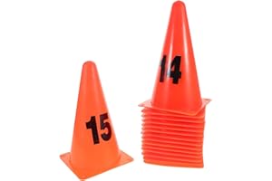 BESTonZON Numbered Plastic Training Cones Set 15pcs 23cm High Football Basketball Soccer Sport Markers
