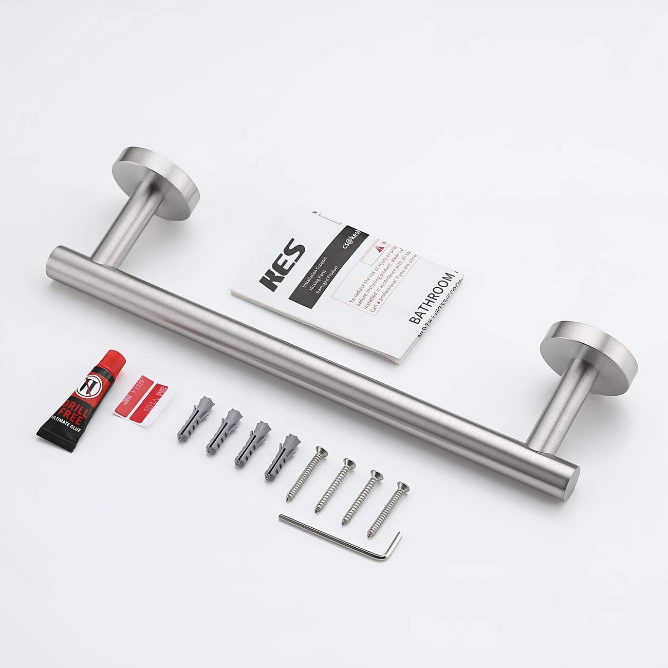 KES 12 Inches Hand Towel Bar Bathroom Towel Holder Kitchen Dish Cloth Hanger No Drill SUS304 Stainless Steel RUSTPROOF Wall Mount Brushed Steel, A2000S30DG-2 - - 