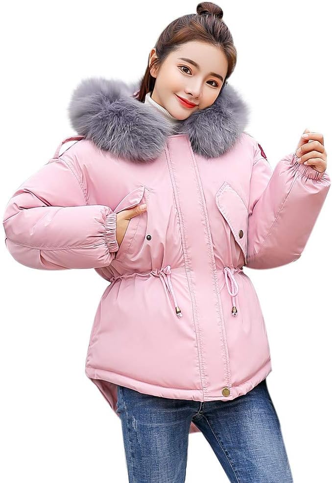 winter jacket with pink fur hood