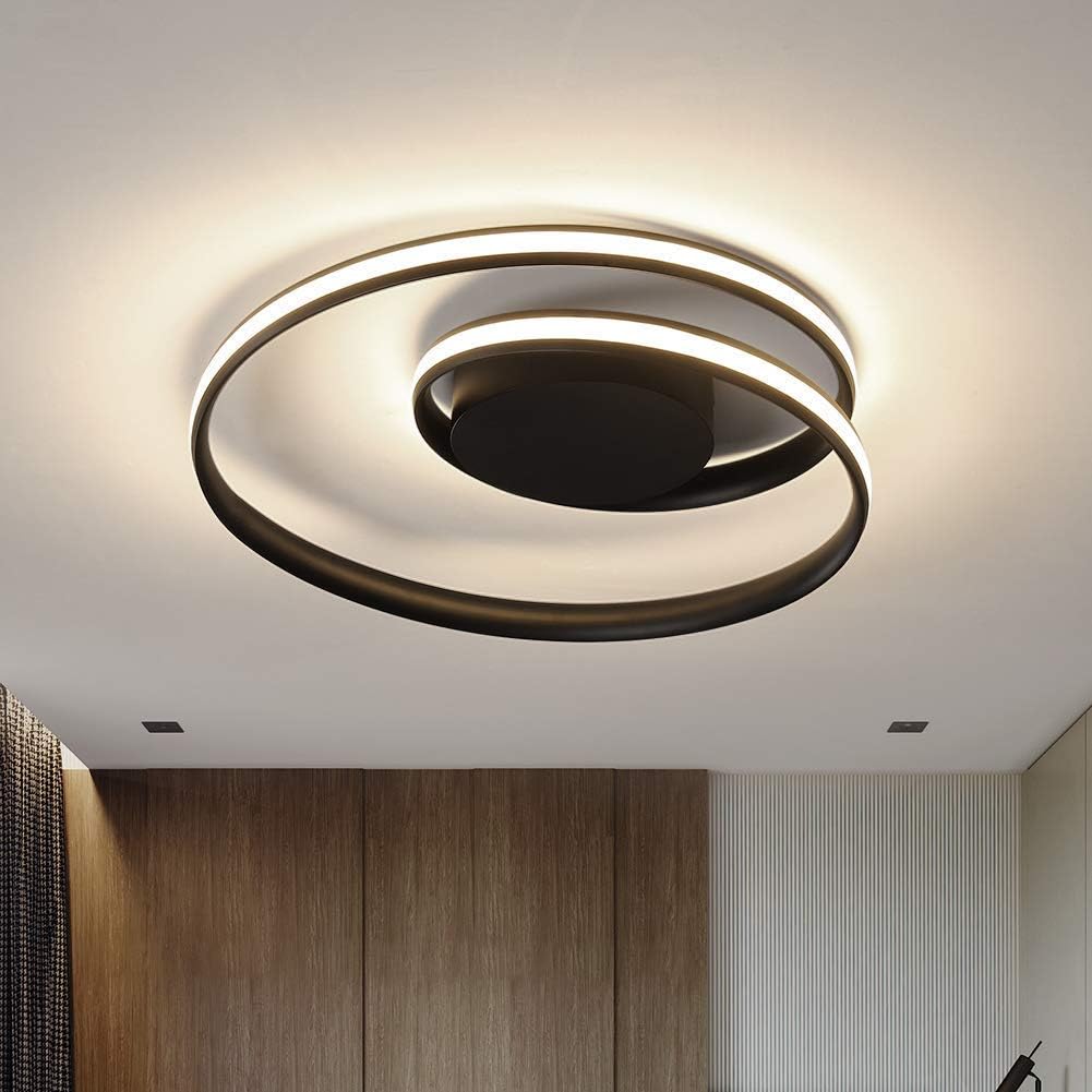 Feimiao Modern Led Ceiling Light For Bedroom Dining Room Kitchen Island Office Hanging Led Changeable Lamps Fixtures Ac110v Remote Control Light Led Black Dimmable Lamp Line Ceiling Lighting Amazoncom