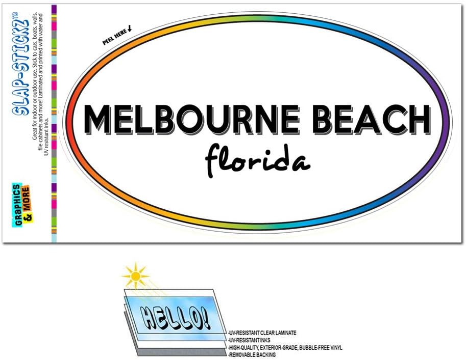 Graphics and More Rainbow Euro Oval Window Laminated Sticker Florida FL City State Lab - Old - Melbourne Beach