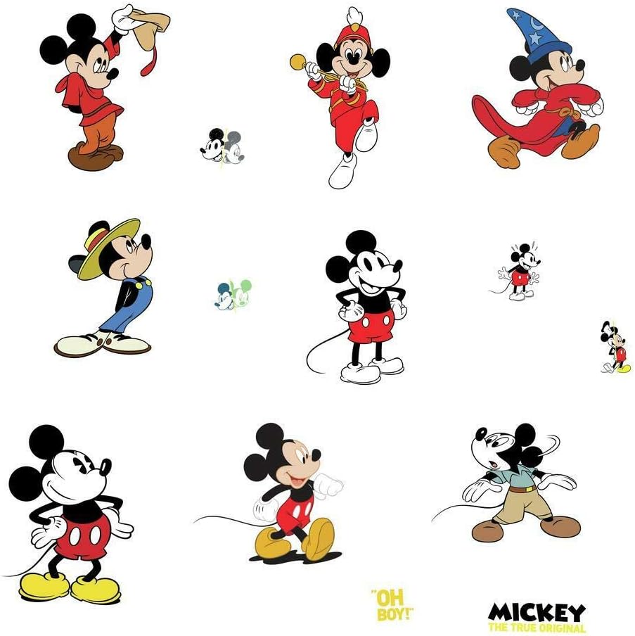 RoomMates RMK3831SCS Mickey Mouse The True Original 90Th Anniversary Peel and Stick Wall Decals,Black, White, Red, Yellow, Blue - Image 4
