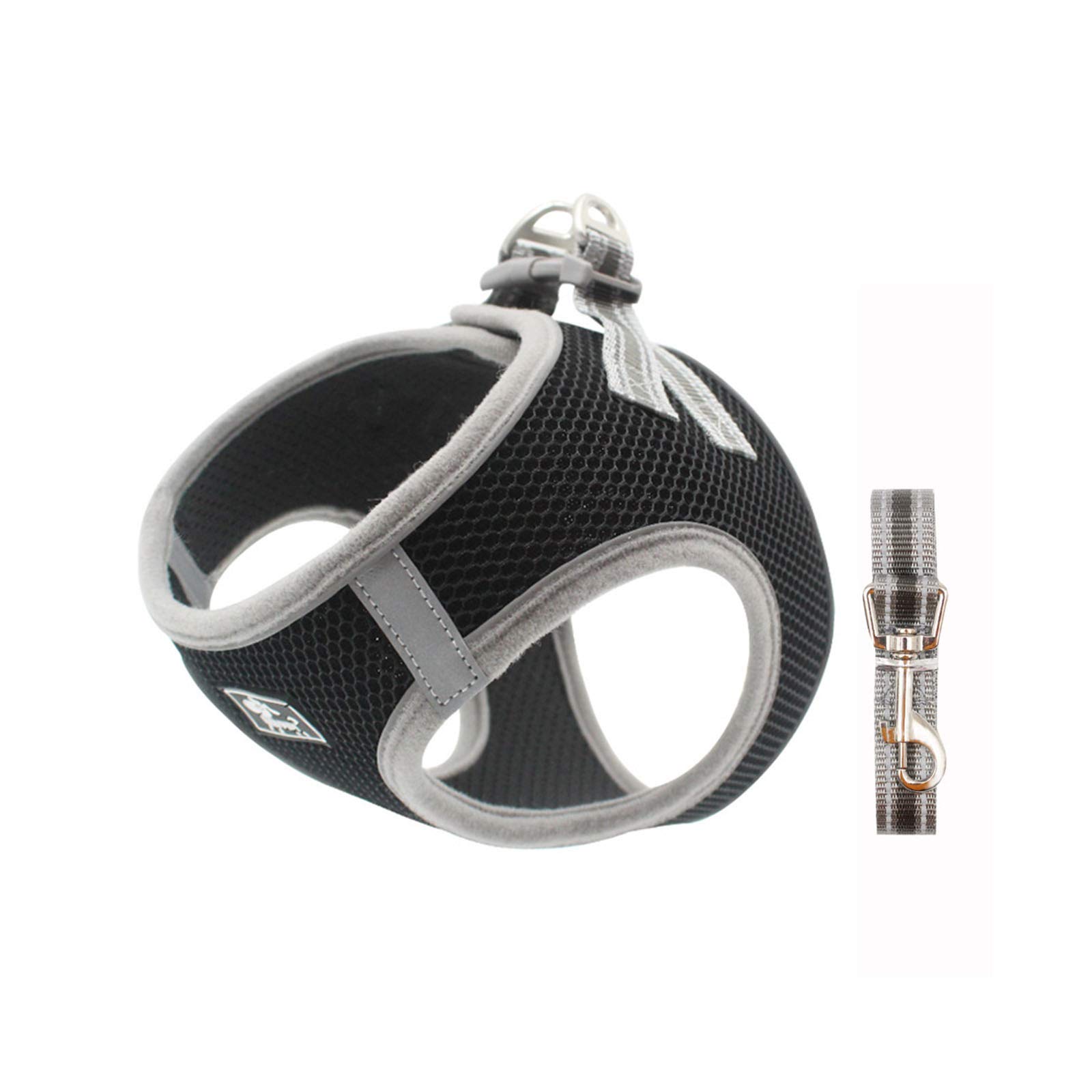 Deggodech Pet Harness Dog Vest Harness and Lead Set Breathable Soft Reflective Step-In Dog Harness Escape Proof Pet Vest With Leash for Pet Cat Dog Outdoor Training (XL, Black)