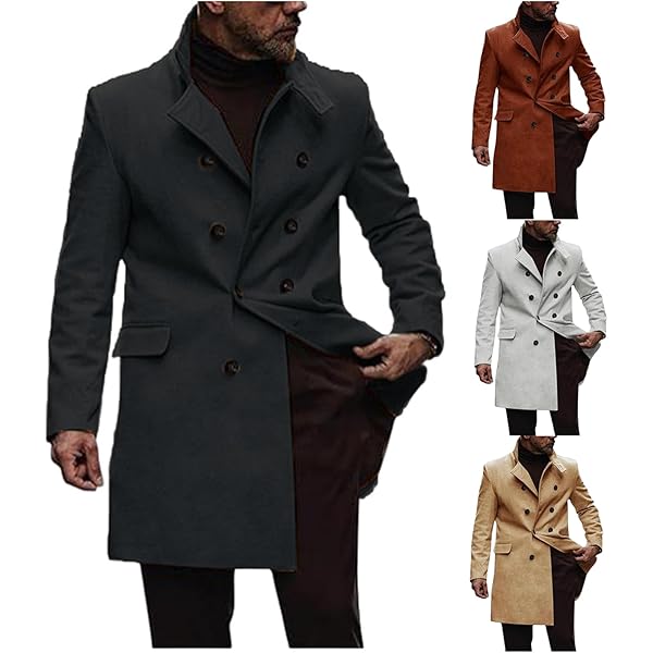 ジャケット・アウター Beaver Wool Double Breasted Overcoat YSERB Men's Winter Coat Classic Notched Collar Double