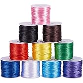 PH PandaHall 100 Yards 2mm Satin Rattail Cord Nylon String Trim Silk Cord Beading String for Friendship Bracelet Necklace Chinese Knot Macramé Trim Dream Catchers Braid Hair 10 Color