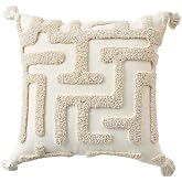 Tufted Maze Pillow Cover 18x18 Ivory Geometric Tassel Boho Home Decor | Raised ivory maze tufting and corner tassels bring bold geometric texture to sofas beds chairs and modern neutral spaces