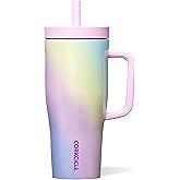 Corkcicle Cruiser Insulated Tumbler with Handle & Straw - Triple-Insulated - Leakproof Travel Mug - BPA-Free - Summer Drinkware Gift - Keeps Drinks Ice Cold - 22 oz - Rainbow Unicorn
