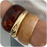 ALEXTINA 3Pcs Chunky Acrylic Bangles Bracelets Set for Women, Resin Bangle Bracelets Wide Statement Bracelets Stacking Fashion Jewelry Gift for Women