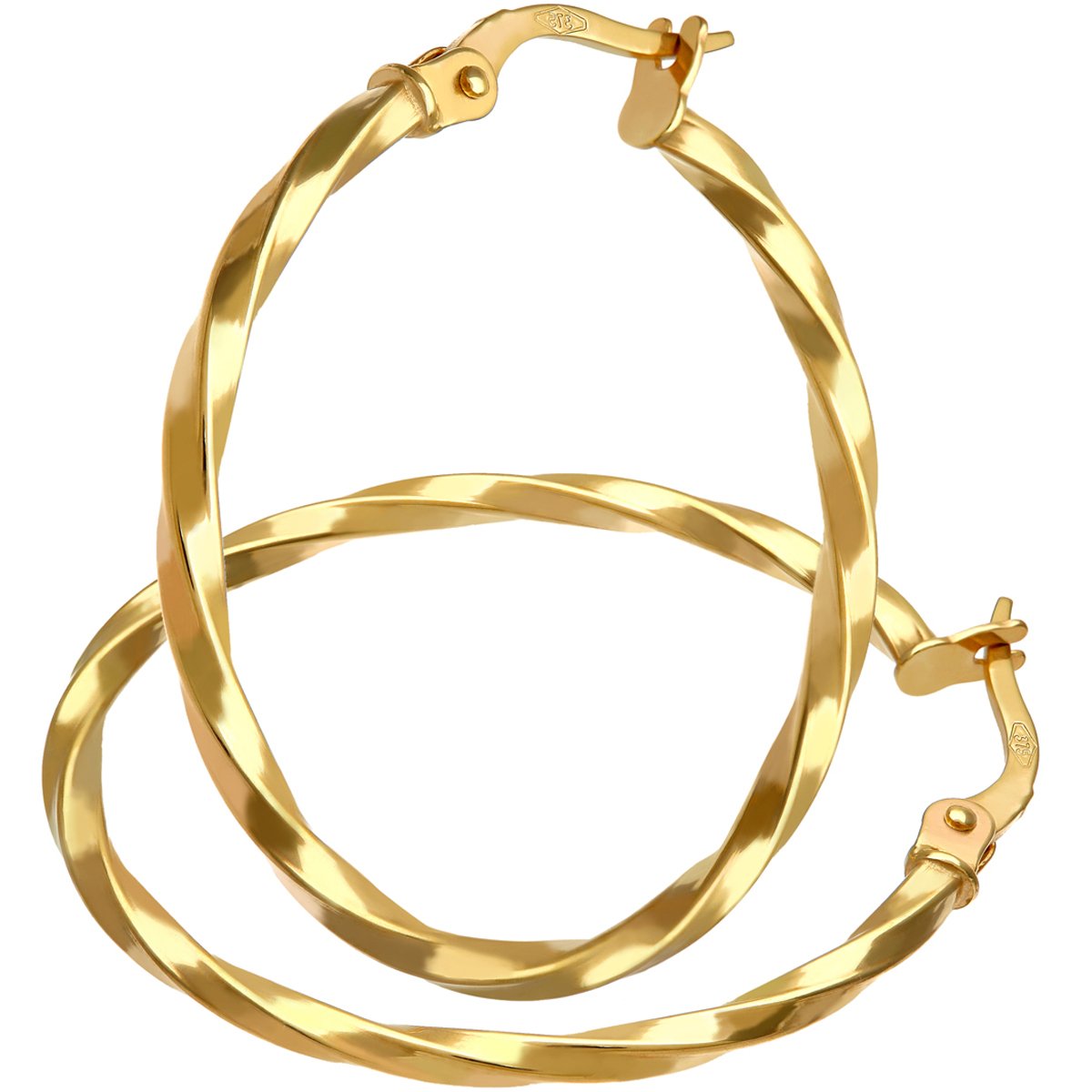 9ct Women’s Yellow Gold Hoop Earrings – 25 mm Stunningly Crafted Circular Earrings - By Elegano