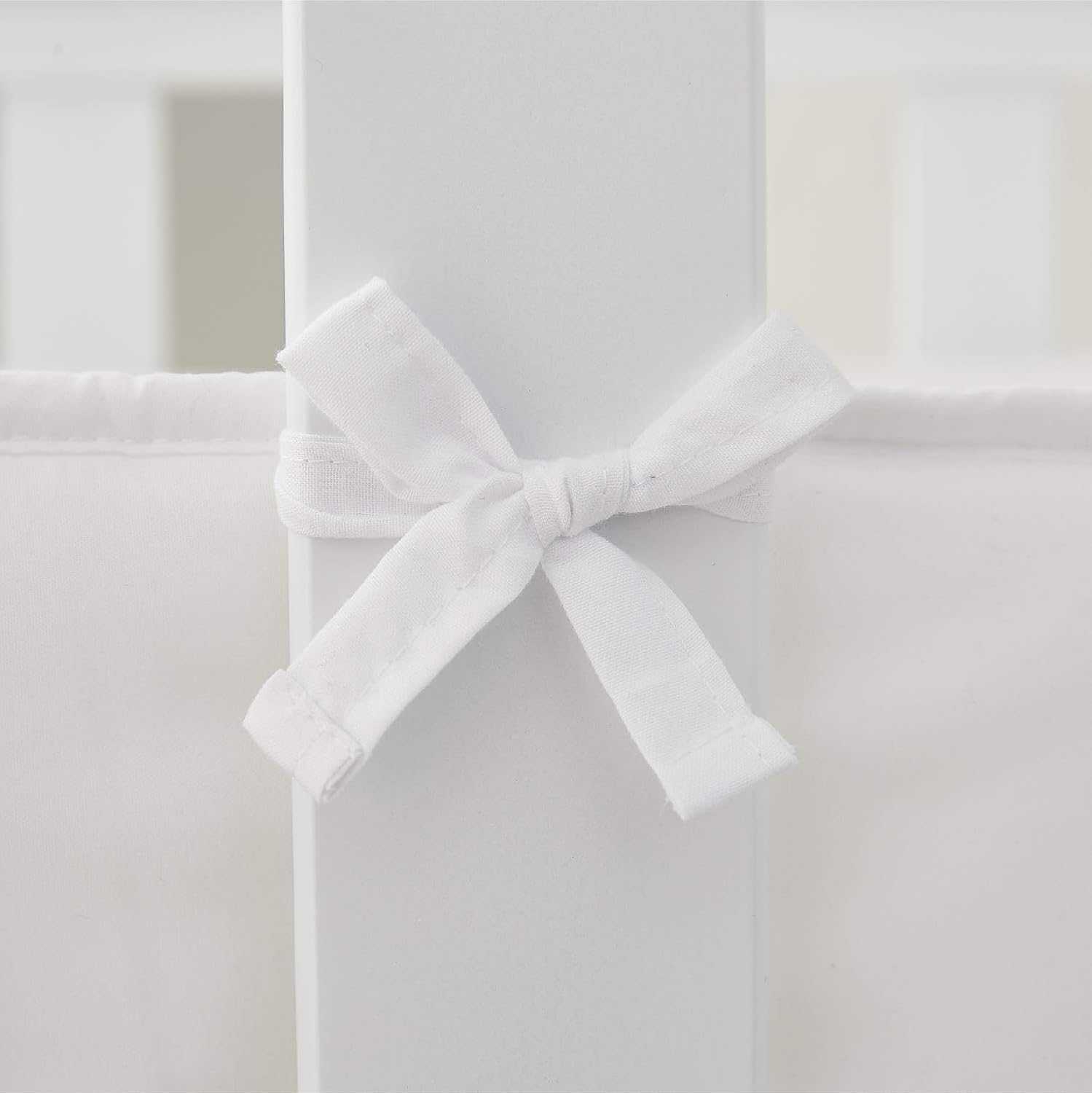 EXQ Home 4-Piece Breathable Crib Liner Protector, Deluxe Crib Safety Guard Pad with Thick Padding, Machine Washable Luxury Nursery Bed Essential for Boys Girls(Ivory) : Baby