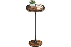 HOOBRO Small Side Table, Drink Table, Round Coffee End Table for Small Spaces, Martini Table, Pedestal Table for Living Room,