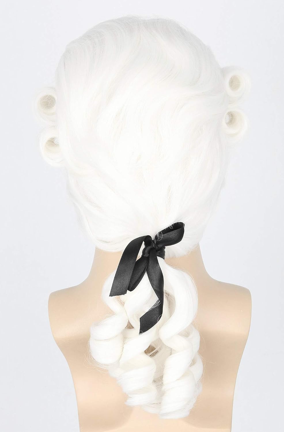 Topcosplay Baroque Noble Wig - Long White/Blonde Wig with Ponytail for Halloween Parties - Image 5