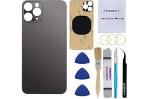 Perzework OEM Rear Back Glass Replacement for iPhone 11 Pro Max 6.5 inches with Reparing Toolkit and Pre-Installed Adhesive (Space Gray/Black)