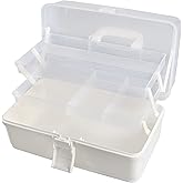 Facikono Craft Art Box Tackle Box Organizers, 3 Layer White Sewing Hair Supply Organization Boxes Medication Organizer Plastic Toolbox