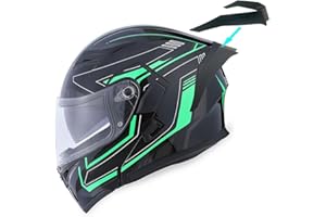 1Storm Motorcycle Modular Full Face Helmet Flip up Dual Visor Sun Shield: HB89 Arrow Green
