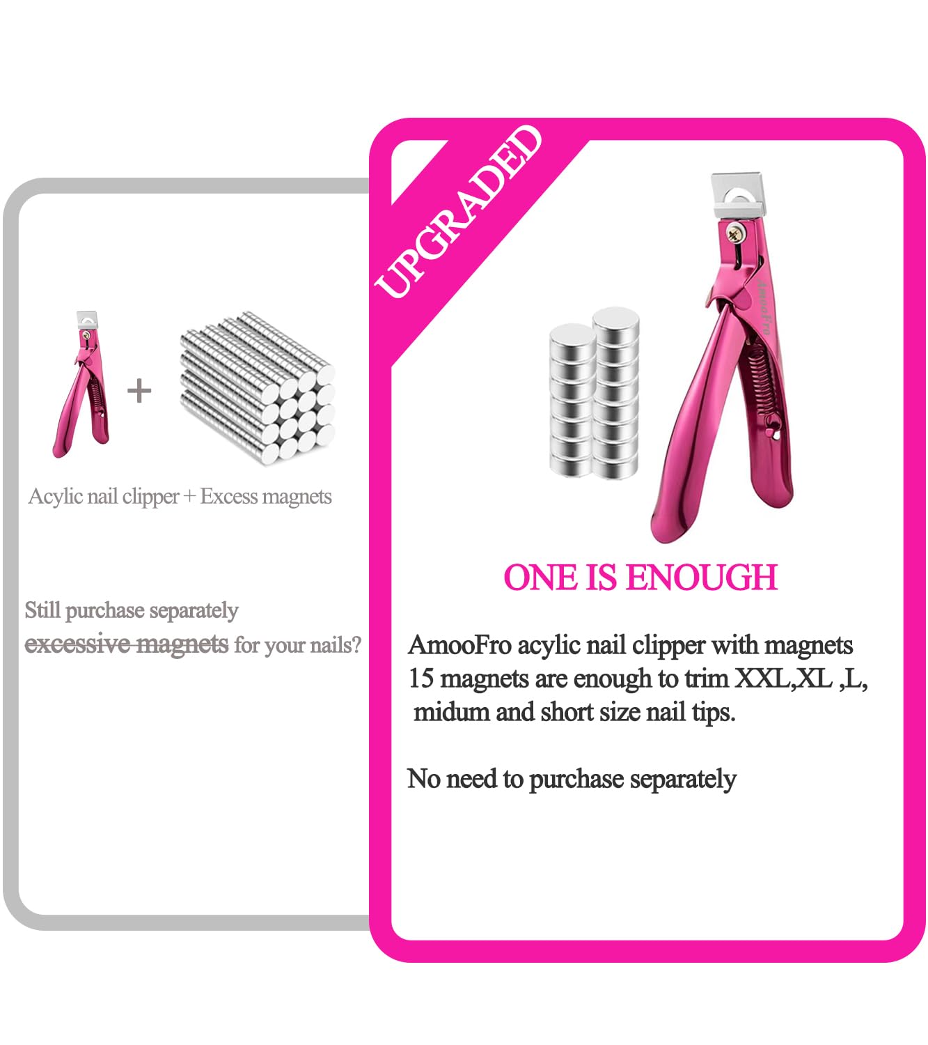 AmooFro Acrylic False Nail Clippers with Magnets Sizer, Tip Cutter for False Nails with Length Measurement, Adjustable Stainless Trimmer, Manicure Tool for Salon Home Art - Image 4