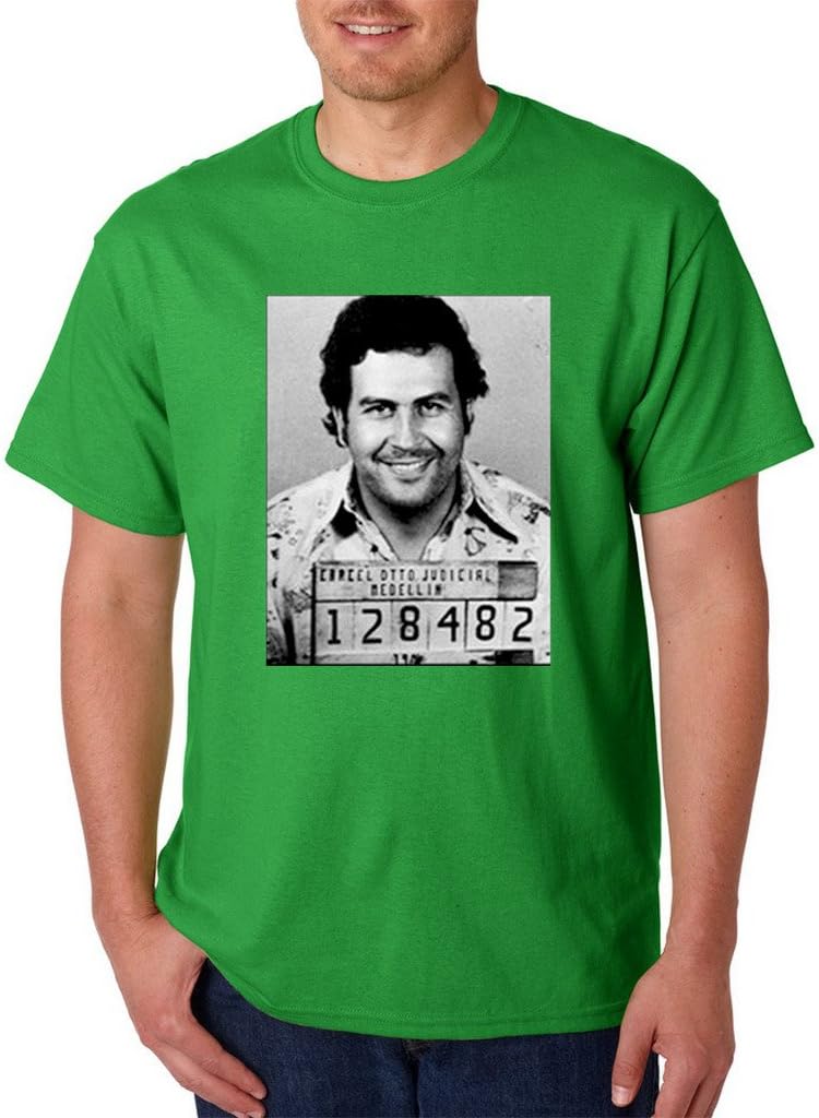 DOPE COTTON Men's Pablo Escobar Mug Shot Narcos Funny Parody T-Shirt