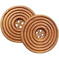 Chenkou Craft 30pcs 40mm 1 1/2" Round Brown Wood Buttons 4 Holes Craft Sewing Button