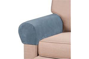GAMUKAI Stretch Armrest Covers Velvet Arm Covers for Chairs Couch Sofa Armchair Slipcovers for Recliner Sofa 2pcs (Dusty Blue)