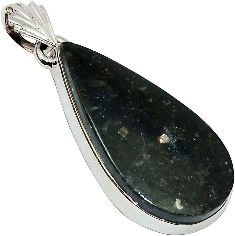 Xtremegems Nuummite 925 Sterling Silver Pendant Jewelry 1 5/8" 30852P