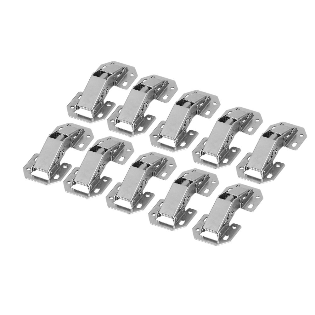 Fdit 10Pcs/Pack Stainless Steel Hinge Opening Cupboard Wardrobe Caninet Hinge Furniture Door Corner Folded Steel Hinges 90 Degrees No Slot Required Soft-Close Easy Installation