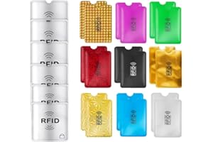 24 Pcs RFID Blocking Sleeves(18pcs 9 ColorsCredit Card Protector Holders & 6 Passport Holder), RFID Card Holder Credit Card P
