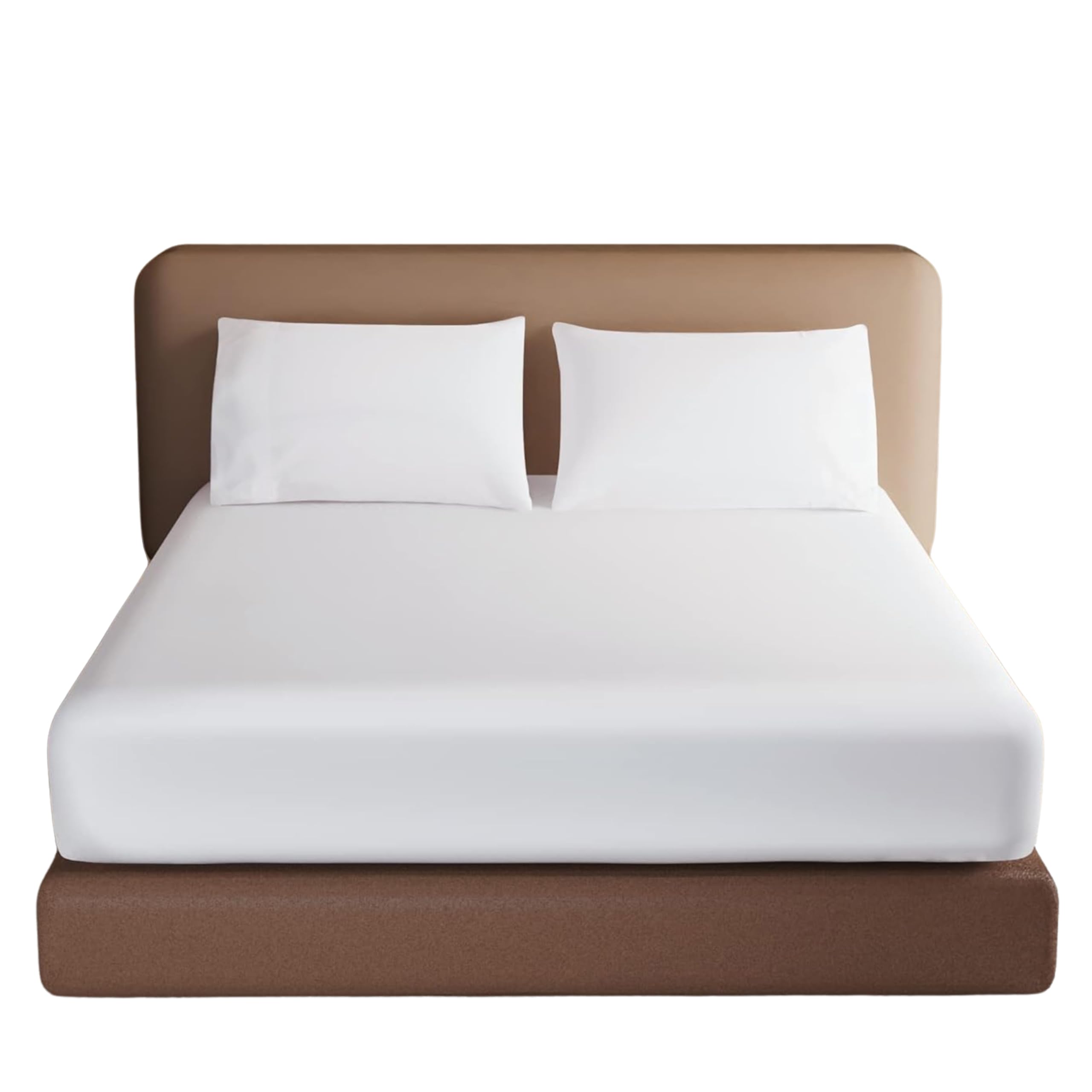 HOMELY IDEAS 200TC Egyptian Cotton Fitted Sheet 40CM/16 Inches Premiun Hotel Quality Extra Deep with Elasticated Corners, Rich Cotton & Breathable Luxury Soft Fitted Bed Sheets (WHITE, SINGLE)