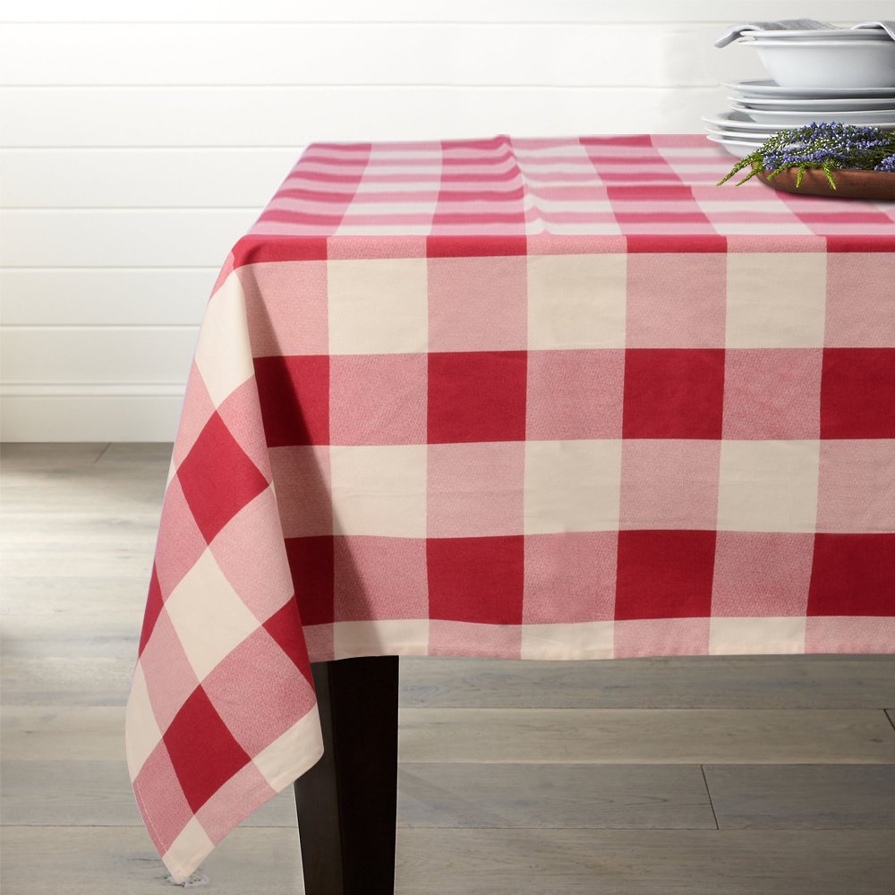 Best long red white checkered table cloth