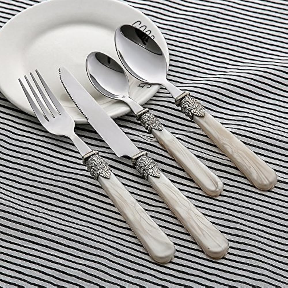 Stainless Steel Silverware Set 30 Pcs Royal Flatware Set With White