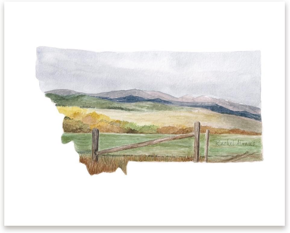 Montana ANY state watercolor art print